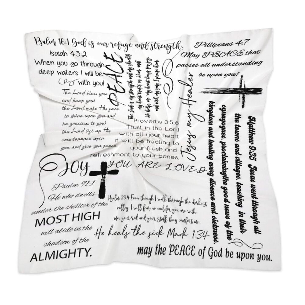 8110 Pray White Silk Scarfs , Fashion Square Satin Head Scarf, Hair Wrap